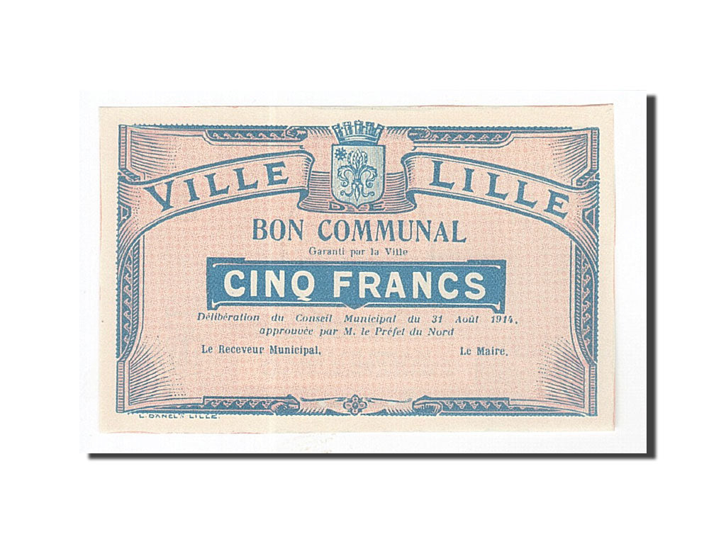 Banknot, Francja, Lille, 5 Francs, 1914, UNC(65-70), Pirot:59-1604