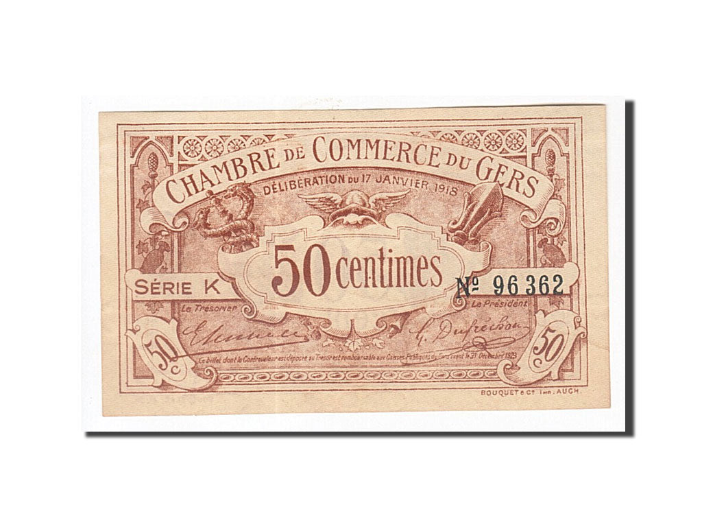 Banknot, Francja, Auch, 50 Centimes, 1918, UNC(65-70), Pirot:15-11