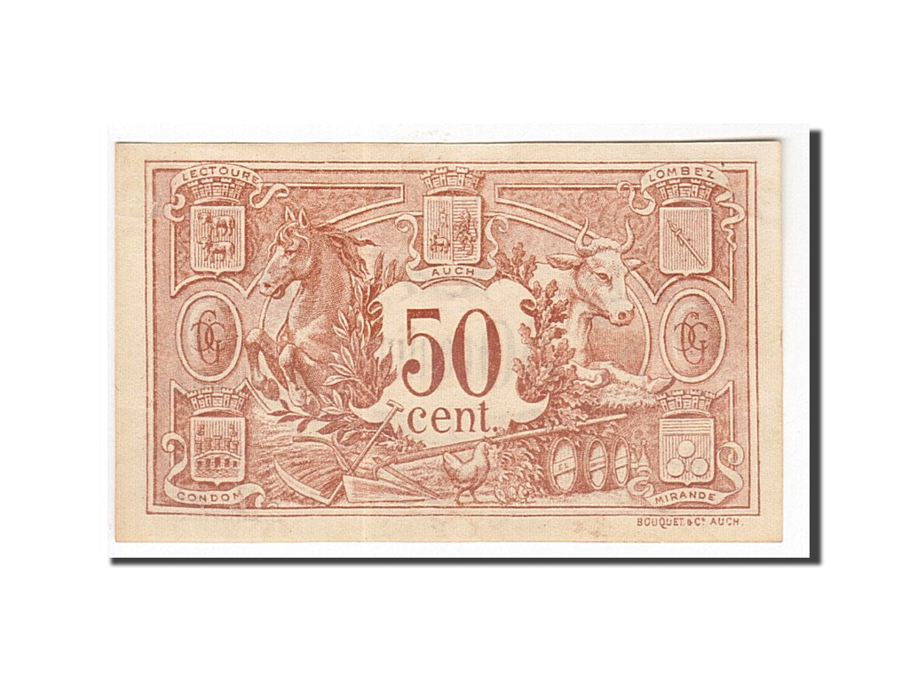 Banknot, Francja, Auch, 50 Centimes, 1918, UNC(65-70), Pirot:15-11