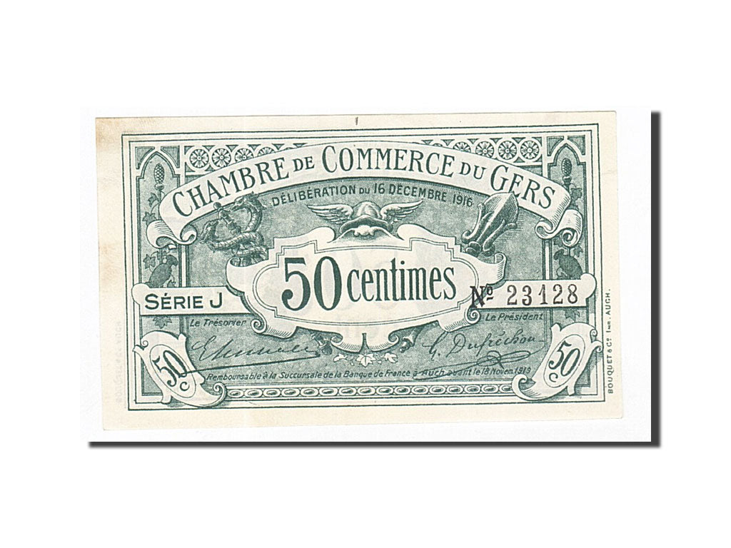 Banknot, Francja, Auch, 50 Centimes, 1916, UNC(65-70), Pirot:15-9