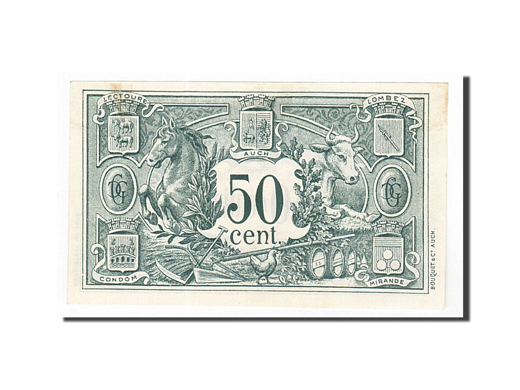 Banknot, Francja, Auch, 50 Centimes, 1916, UNC(65-70), Pirot:15-9