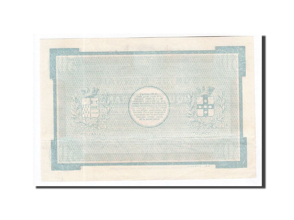 Banknote, Pirot:59-2117, 50 Francs, 1916, France, UNC(63), Roubaix et Tourcoing