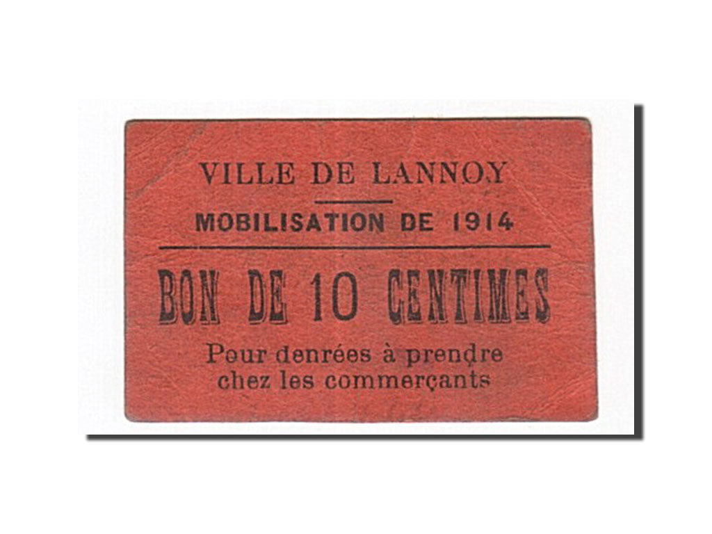 Billete, 10 Centimes, Pirot:59-3053, 1914, Francia, MBC, Lannoy