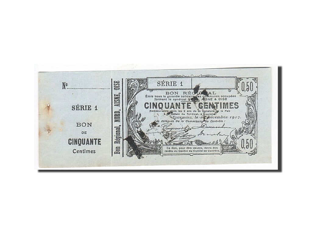 Billete, 50 Centimes, Pirot:59-1132, 1917, Francia, EBC, Fourmies