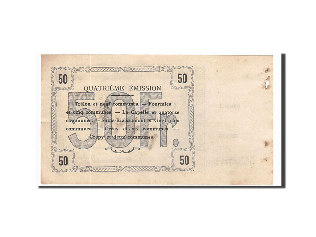 Banknot, Francja, Fourmies, 50 Francs, 1917, AU(55-58), Pirot:59-1139
