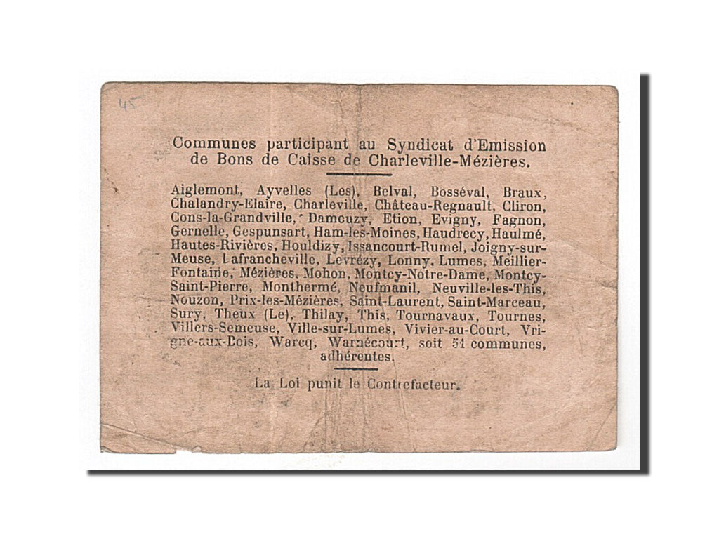 Biljet, Pirot:08-90, 2 Francs, 1916, Frankrijk, TB+, Charleville-Mézières