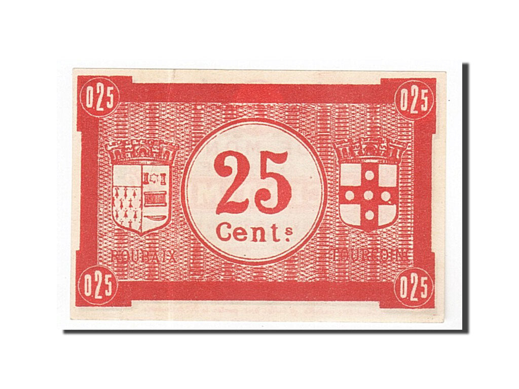 Banknote, Pirot:59-2049, 25 Centimes, France, UNC(63), Roubaix et Tourcoing