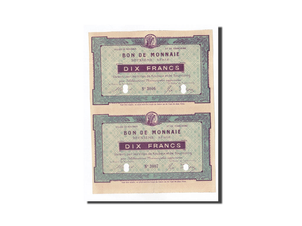 Banknote, Pirot:59-2063, 10 Francs, France, UNC(63), Roubaix et Tourcoing
