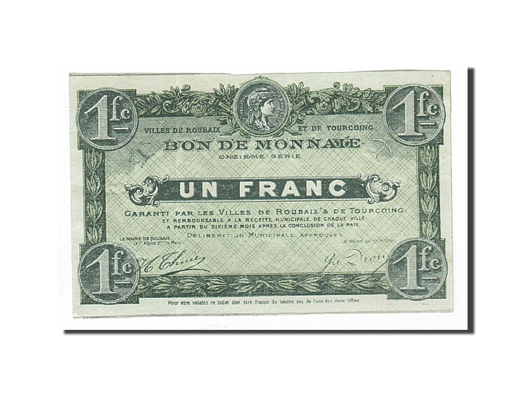 Billet, France, Roubaix et Tourcoing, 1 Franc, SUP, Pirot:59-2185