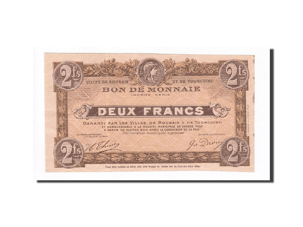 Billet, France, Roubaix et Tourcoing, 2 Francs, SPL, Pirot:59-2186