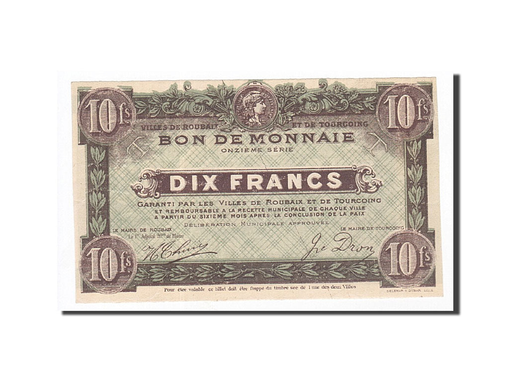 Banknot, Francja, Roubaix et Tourcoing, 10 Francs, UNC(60-62), Pirot:59-2190