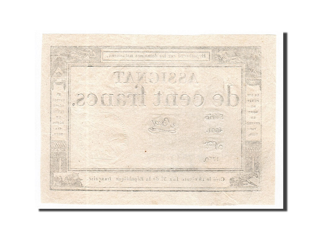 Banknote, France, 100 Francs, 1795, Saxy, 1795-01-07, AU(55-58), KM:A78