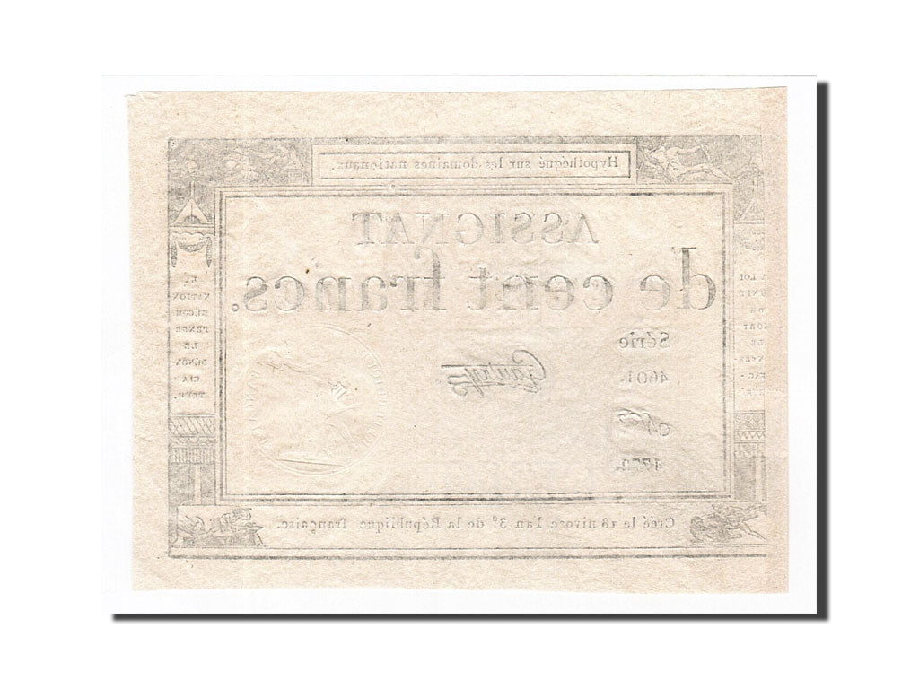 Geldschein, Frankreich, 100 Francs, 1795, Gautry, 1795-01-07, VZ, KM:A78