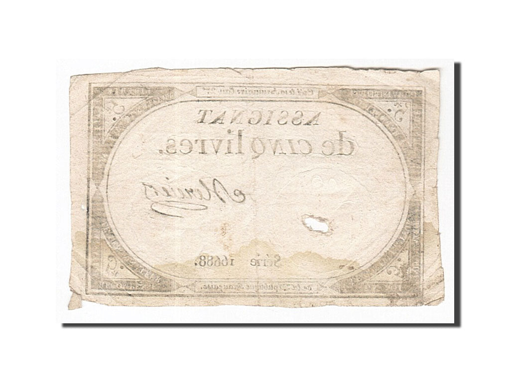 Biljet, Frankrijk, 5 Livres, 1793, Mercier, 1793-10-31, TB, KM:A76, Lafaurie:171