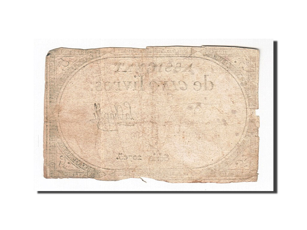 Banknot, Francja, 5 Livres, 1793, La Chapelle, 1793-10-31, VF(20-25), KM:A76