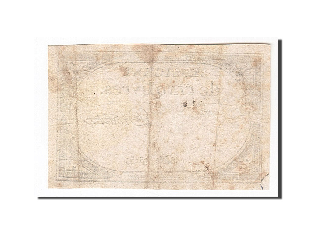 Banknote, France, 5 Livres, 1793, Drouet, 1793-10-31, EF(40-45), KM:A76