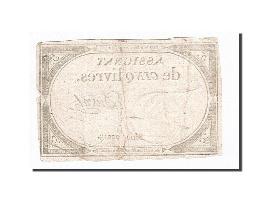 Banknote, France, 5 Livres, 1793, Duval, 1793-10-31, EF(40-45), KM:A76
