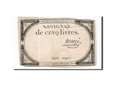 Banknot, Francja, 5 Livres, 1793, Maugé, 1793-10-31, VF(30-35), KM:A76