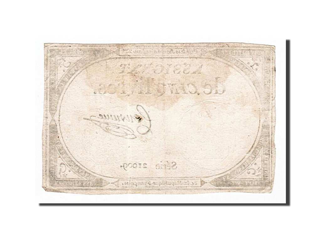 Banknot, Francja, 5 Livres, 1793, Convieme, 1793-10-31, EF(40-45), KM:A76