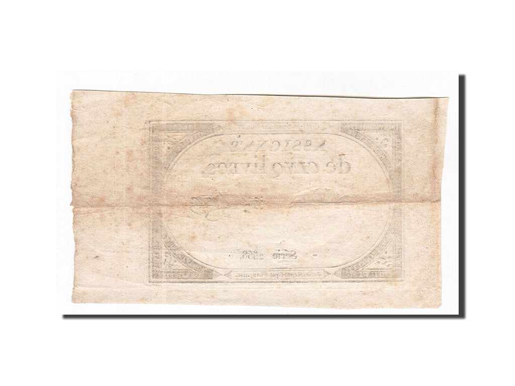 Banknote, France, 5 Livres, 1793, Martin, 1793-10-31, AU(50-53), KM:A76