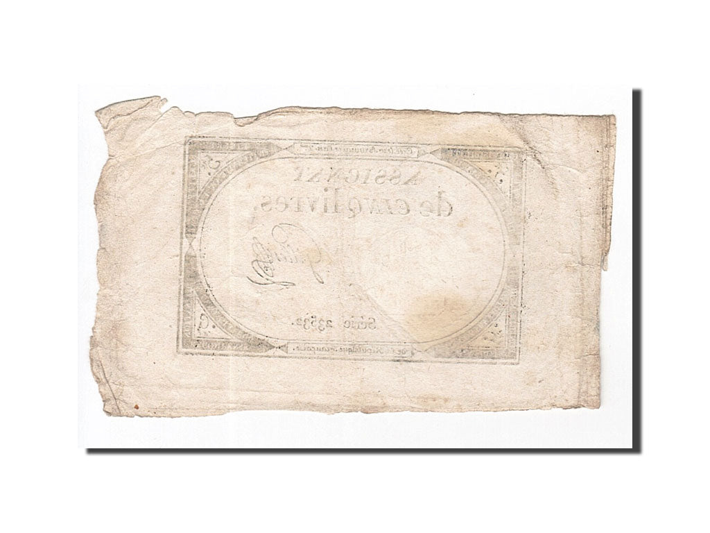 Geldschein, Frankreich, 5 Livres, 1793, Gillet, 1793-10-31, SS, KM:A76