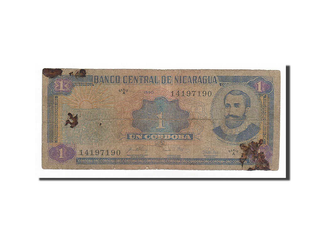 Banknote, Nicaragua, 1 Cordoba, 1990, 1990, KM:173, VF(20-25)