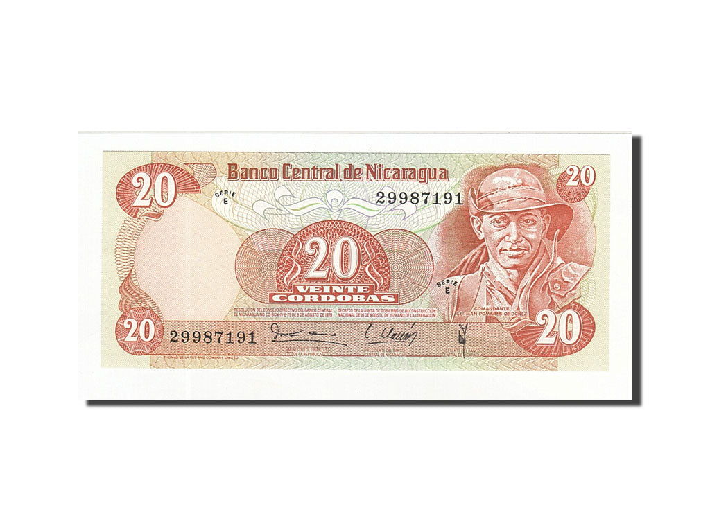 Banknote, Nicaragua, 20 Cordobas, 1979, 1979, KM:135, UNC(65-70)
