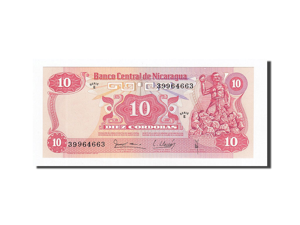 Banknote, Nicaragua, 10 Cordobas, Undated (1979), 1979, KM:134, UNC(65-70)