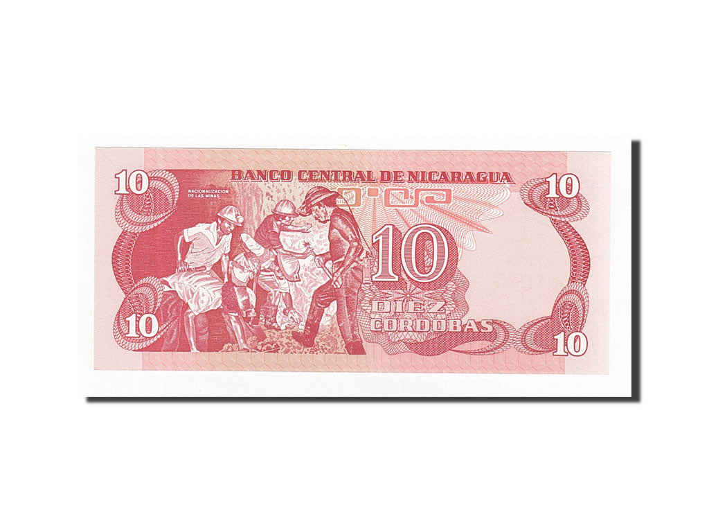 Banknote, Nicaragua, 10 Cordobas, Undated (1979), 1979, KM:134, UNC(65-70)