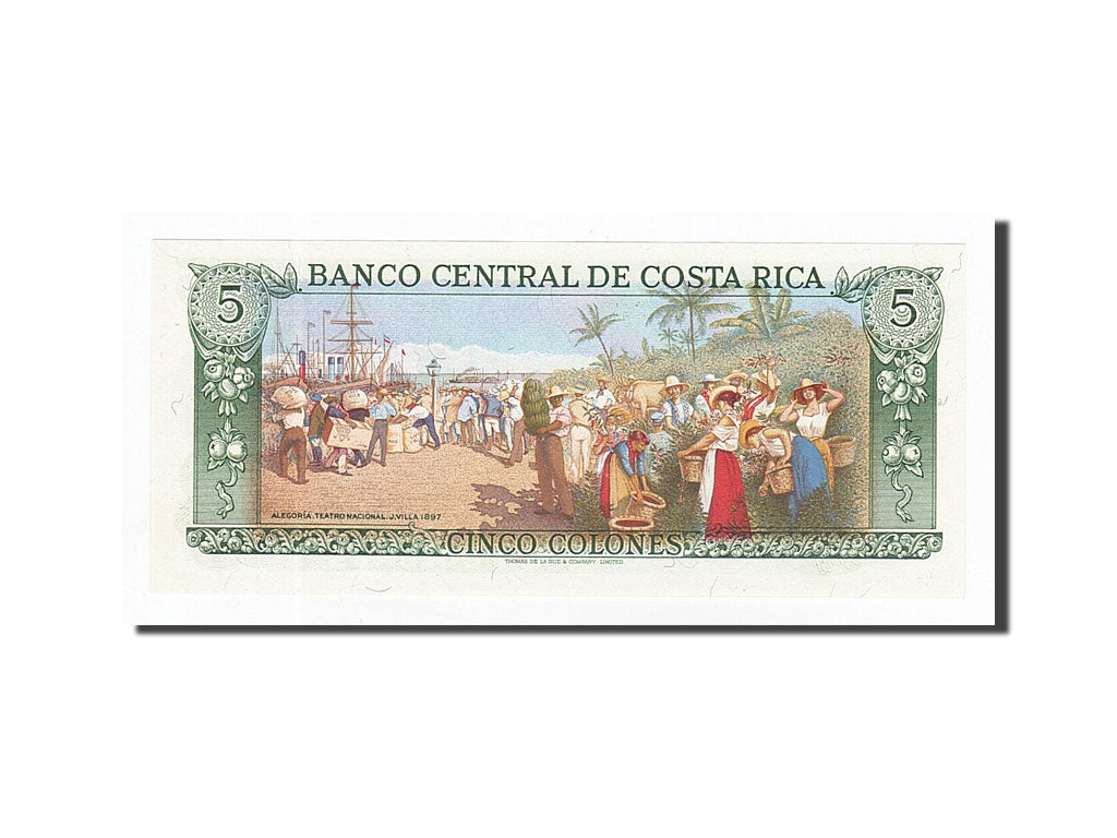 Banknote, Costa Rica, 5 Colones, 1968-1972, 1992-01-15, KM:236e, UNC(65-70)