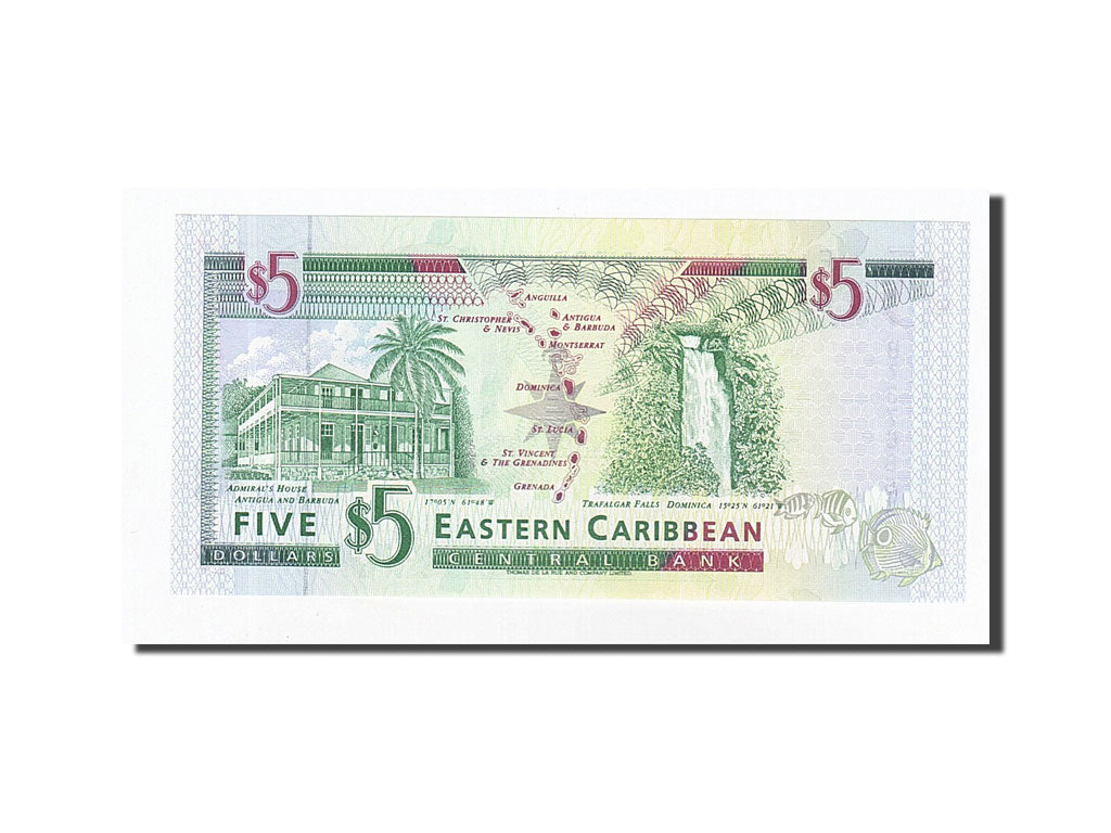 Billet, Etats des caraibes orientales, 5 Dollars, Undated (1988-93), KM:22a2