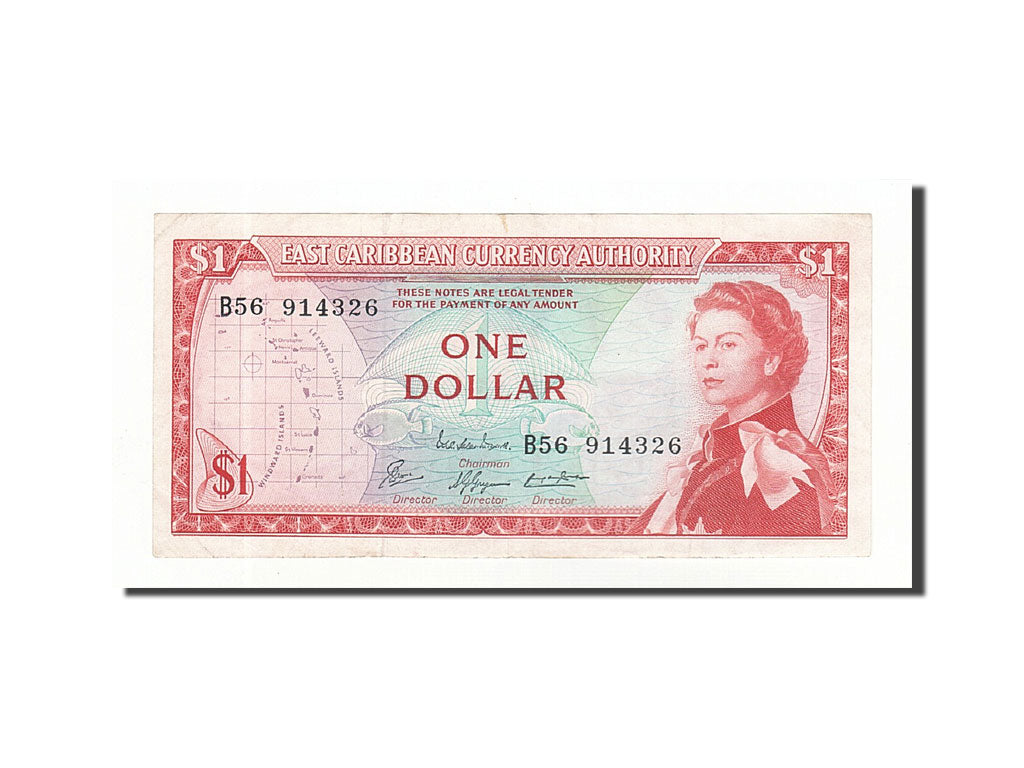 Billet, Etats des caraibes orientales, 1 Dollar, 1965, Undated (1965), KM:13e
