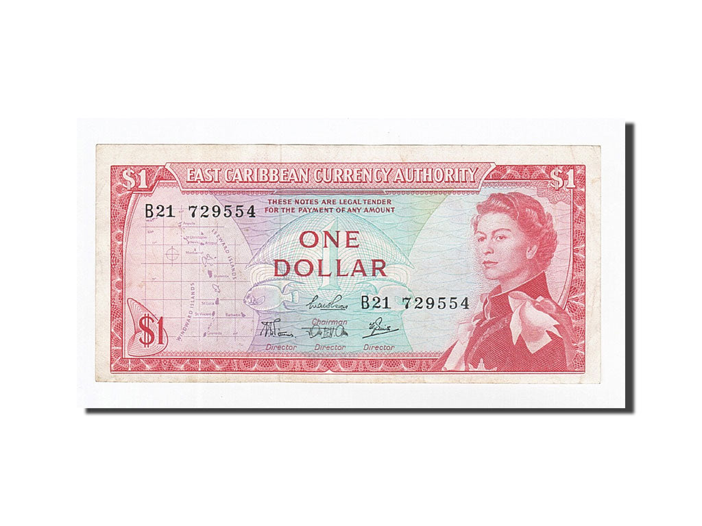 Billet, Etats des caraibes orientales, 1 Dollar, 1965, KM:13c, TTB