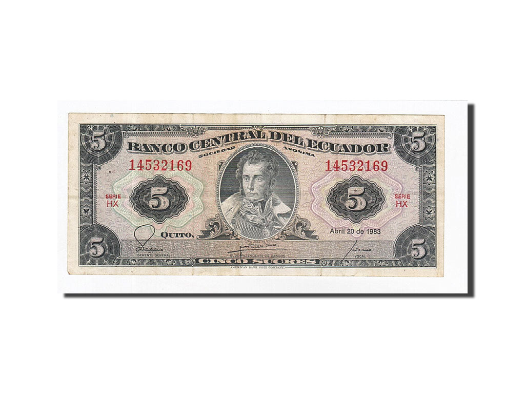 Banconote, Ecuador, 5 Sucres, KM:108b, 1983-04-20, BB