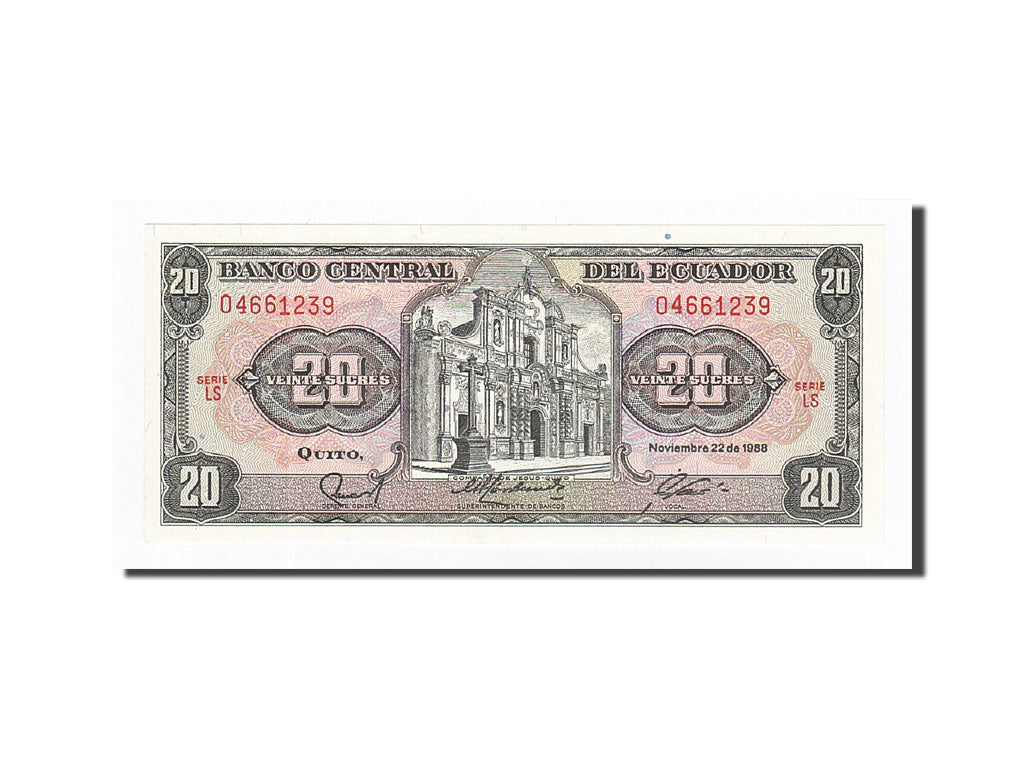 Banknote, Ecuador, 20 Sucres, 1988-11-22, KM:121Aa, UNC(65-70)