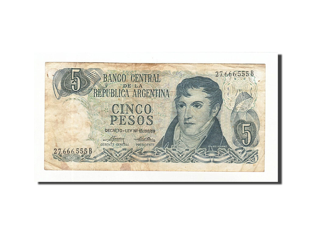 Banknote, Argentina, 5 Pesos, 1974-1976, UNDATED (1974-1976), KM:294, VF(20-25)