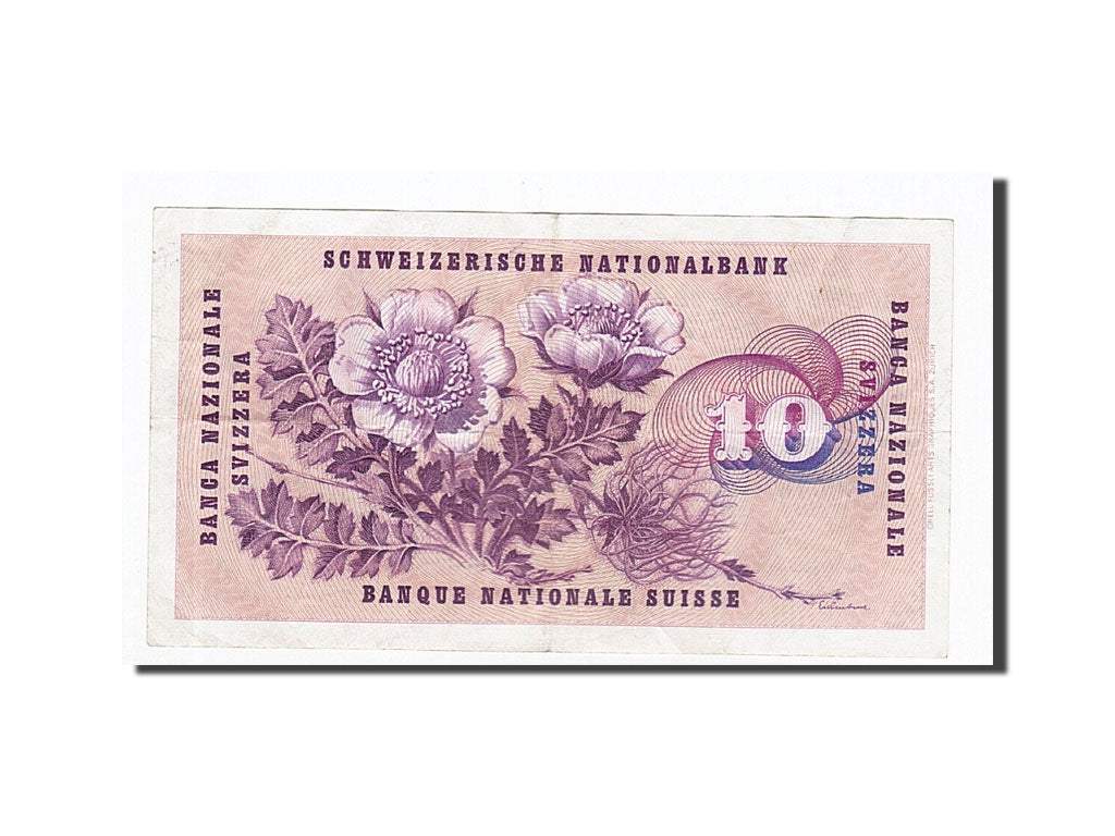 Banknote, Switzerland, 10 Franken, 1954-1961, 1965-01-21, KM:45j, EF(40-45)