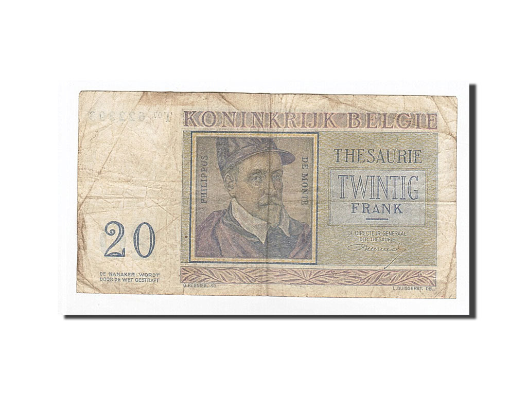Banknote, Belgium, 20 Francs, 1956-04-03, KM:132b, VF(20-25)