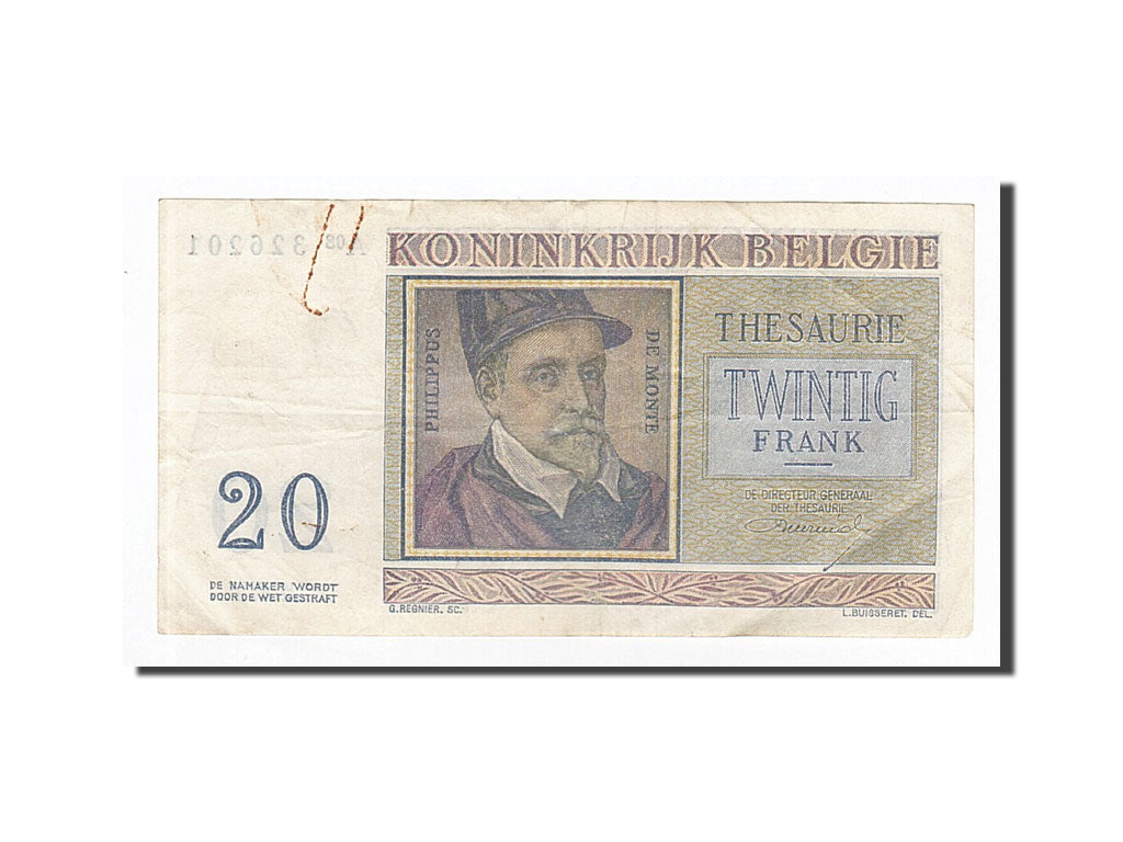 Banknote, Belgium, 20 Francs, 1956-04-03, KM:132b, EF(40-45)