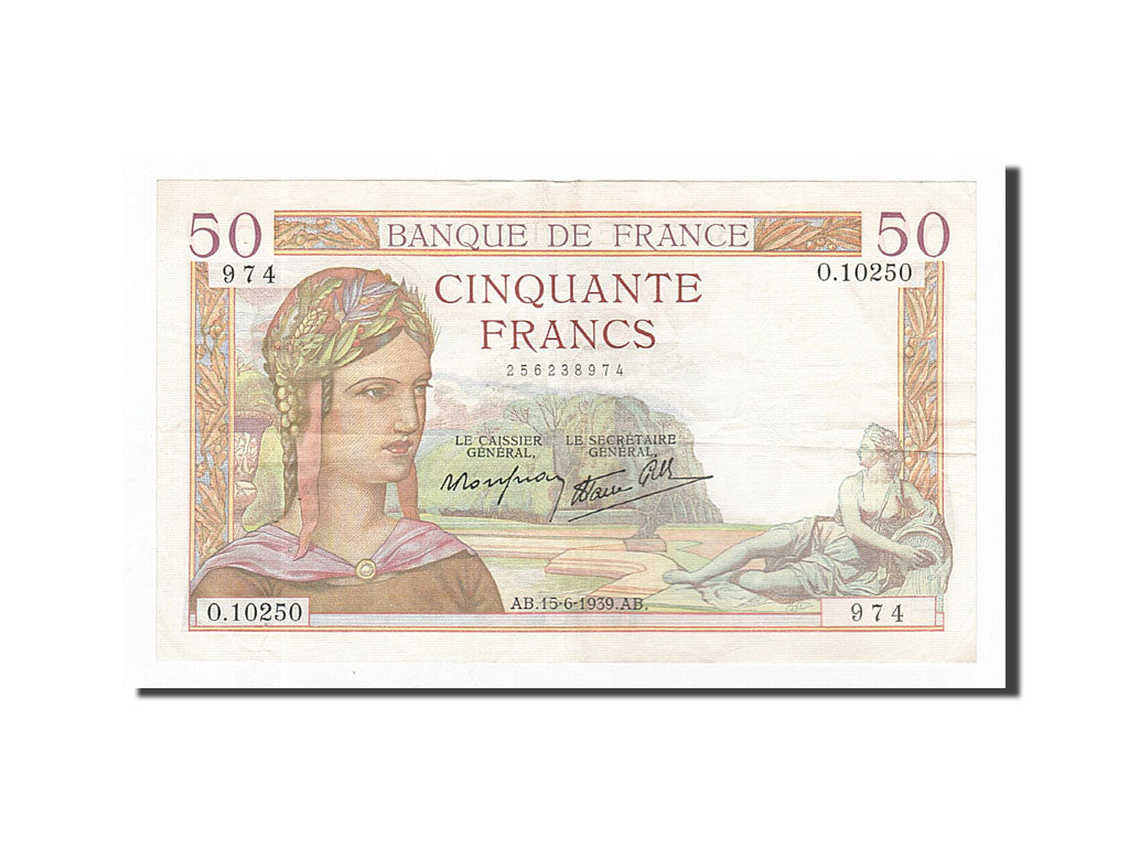 Billet, France, 50 Francs, 1939-06-15, TTB+, Fayette:18.26, KM:85b