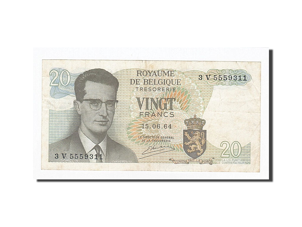 Banknote, Belgium, 20 Francs, 1964-06-15, KM:138, AU(50-53)