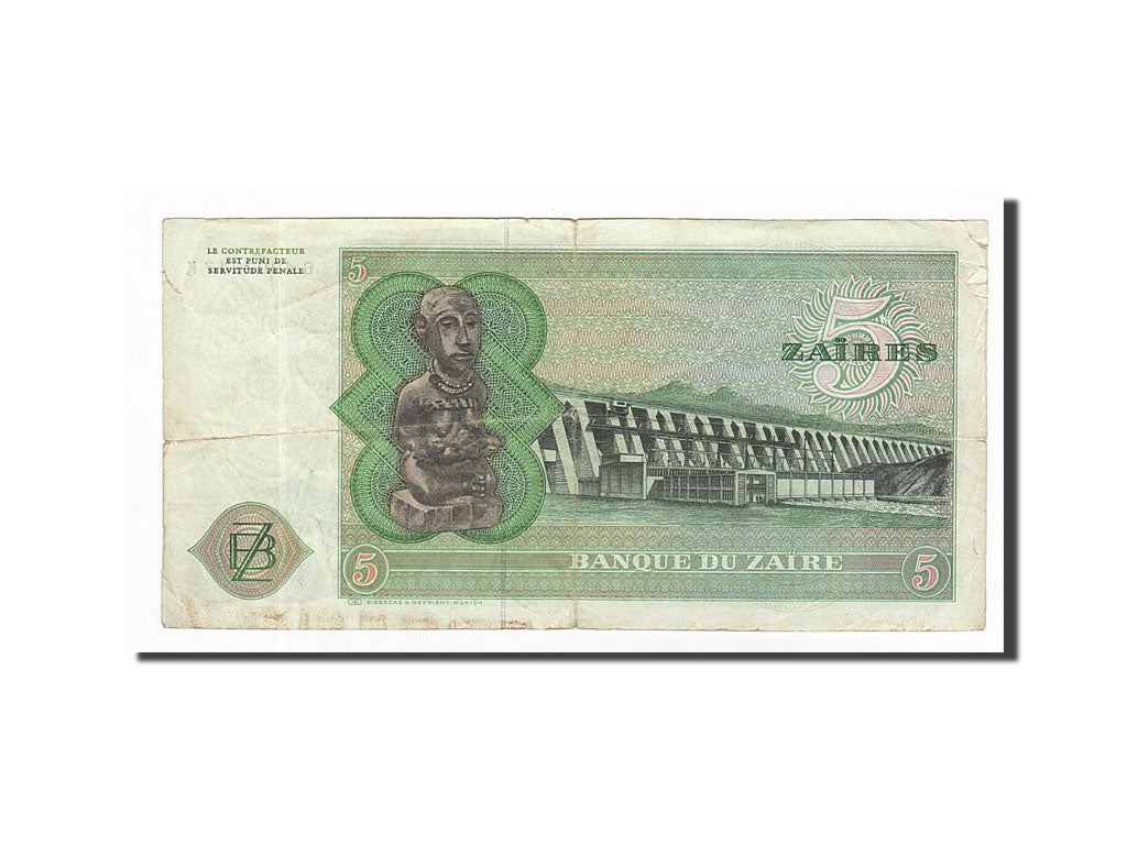 Billet, Zaïre, 5 Zaïres, 1977-11-24, KM:21b, TTB