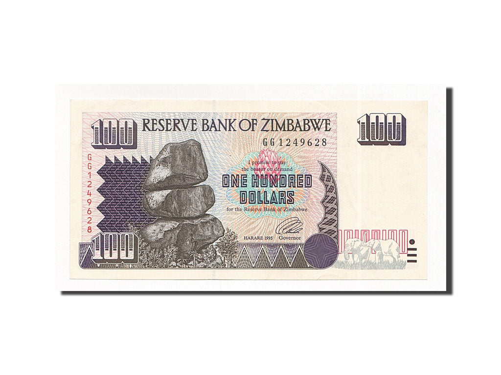 Banknote, Zimbabwe, 100 Dollars, 1995, Undated, KM:9a, UNC(65-70)