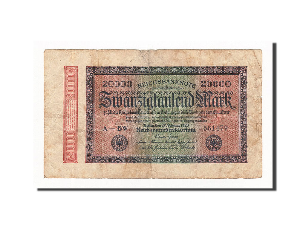 Banknote, Germany, 20,000 Mark, 1923, 1923-02-20, KM:85f, VG(8-10)
