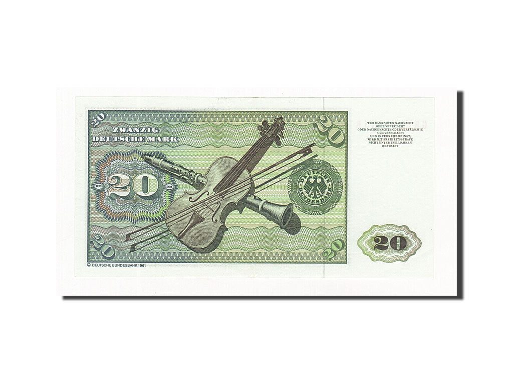 Billet, République fédérale allemande, 20 Deutsche Mark, 1980, 1980-01-02