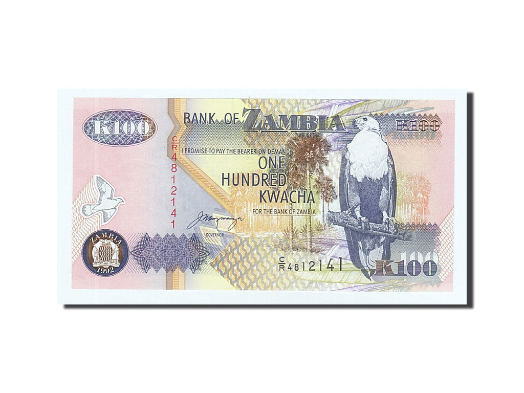 Banknote, Zambia, 100 Kwacha, 1992, KM:38b, UNC(65-70)