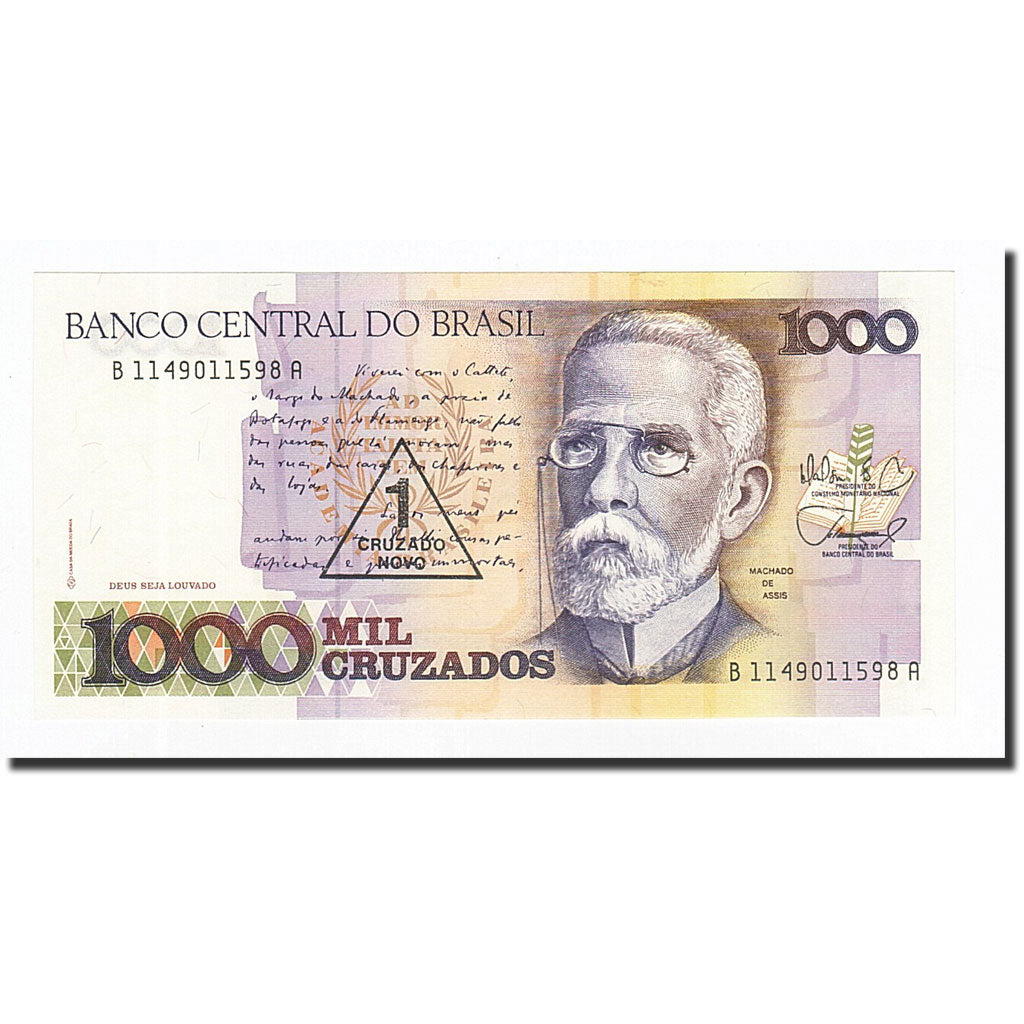 Banknote, Brazil, 1 Cruzado Novo on 1000 Cruzados, Undated (1988), KM:216b
