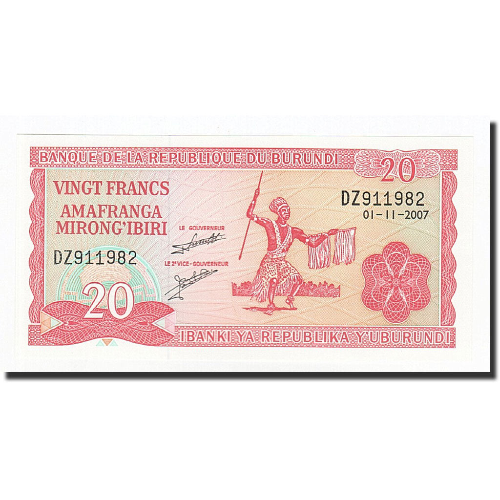 Billete, 20 Francs, Burundi, KM:27d, 2007-11-01, UNC