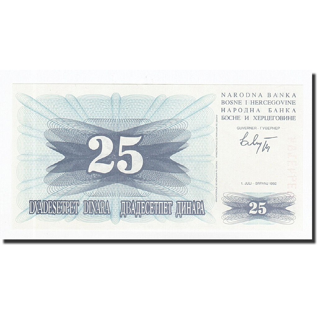 Geldschein, Bosnia - Herzegovina, 25 Dinara, 1992-07-01, KM:11a, UNZ
