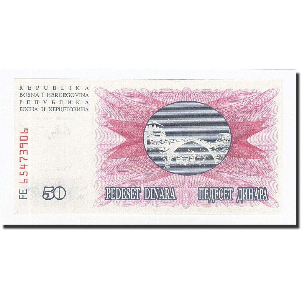 Banconote, Bosnia - Erzegovina, 50 Dinara, KM:12a, 1992-07-01, FDS